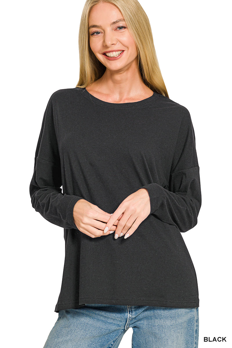 Cotton Boyfriend Fit Long Sleeve Tee