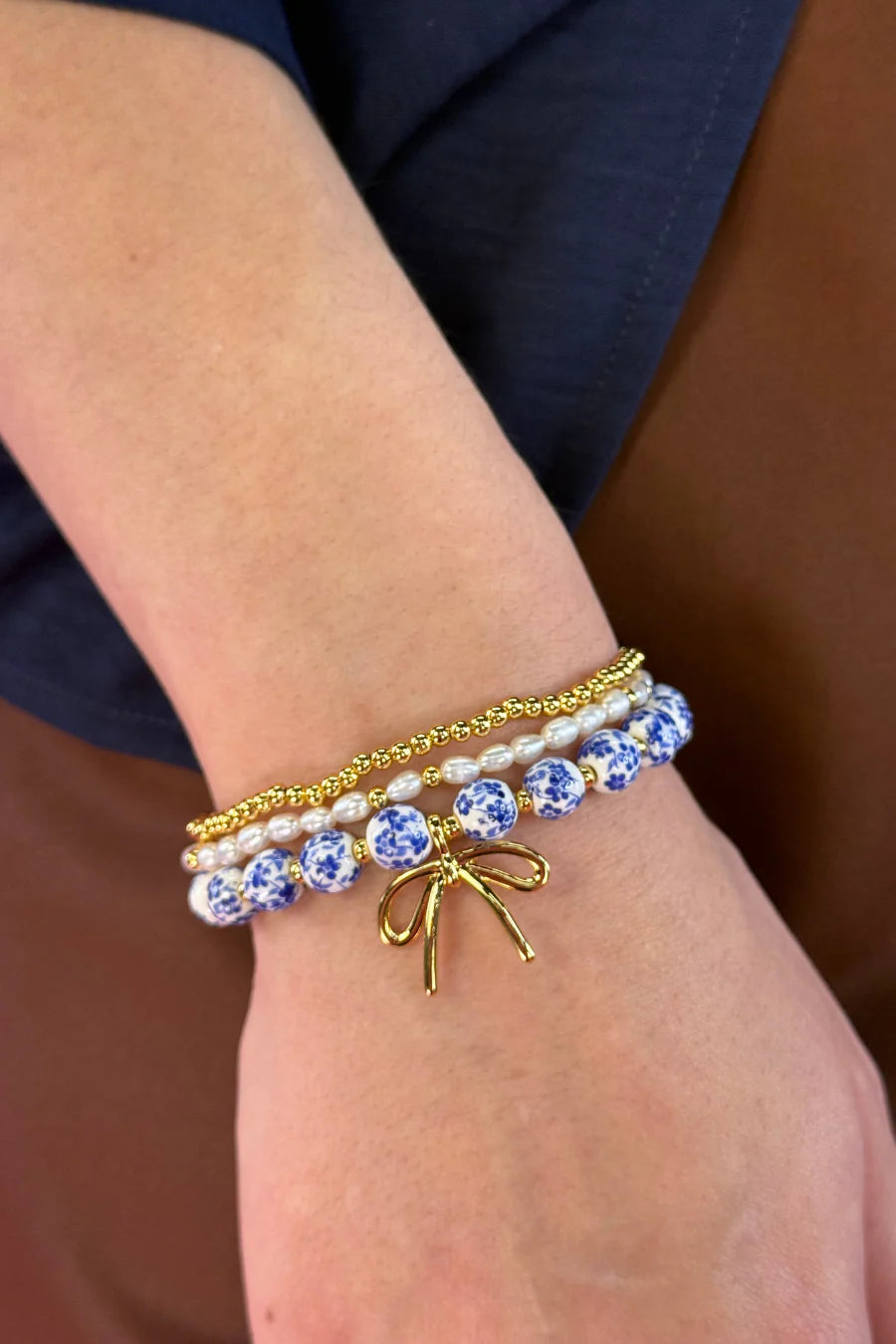 Blue Floral Bracelet Set