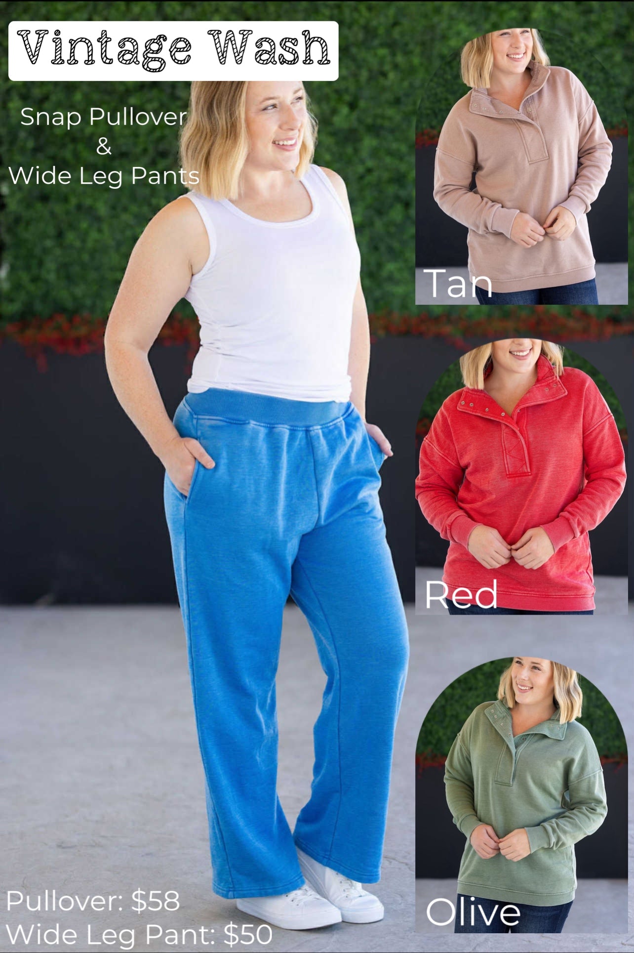 Vintage Wash Wide Leg Lounge Pants