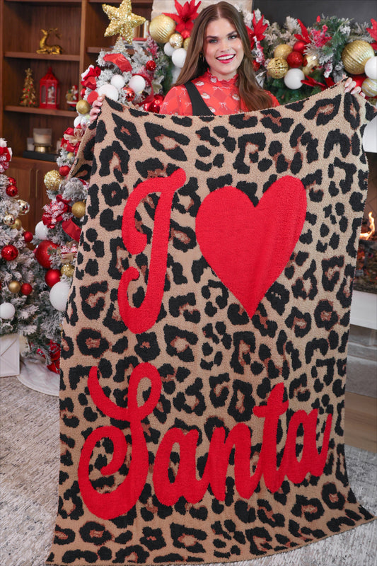 I Love Santa Leopard Blanket