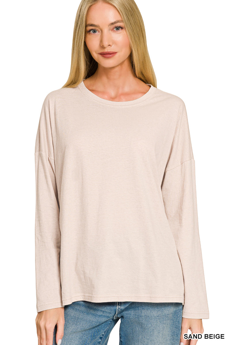 Cotton Boyfriend Fit Long Sleeve Tee