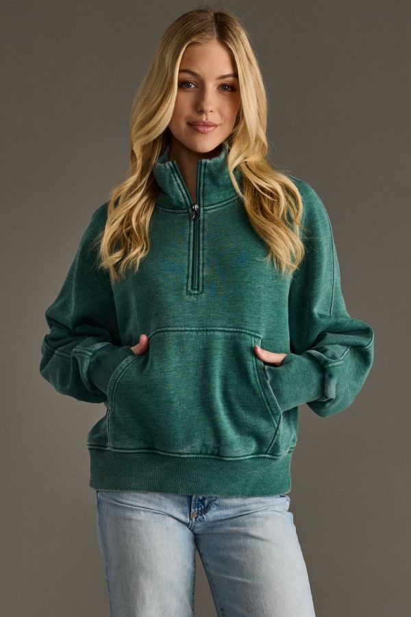 Quarter Zip Funnel Neck Sweatshirt