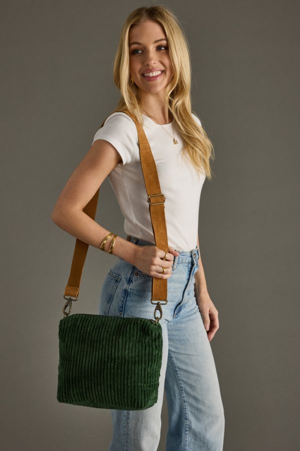 Dark Green Corduroy Crossbody Bag