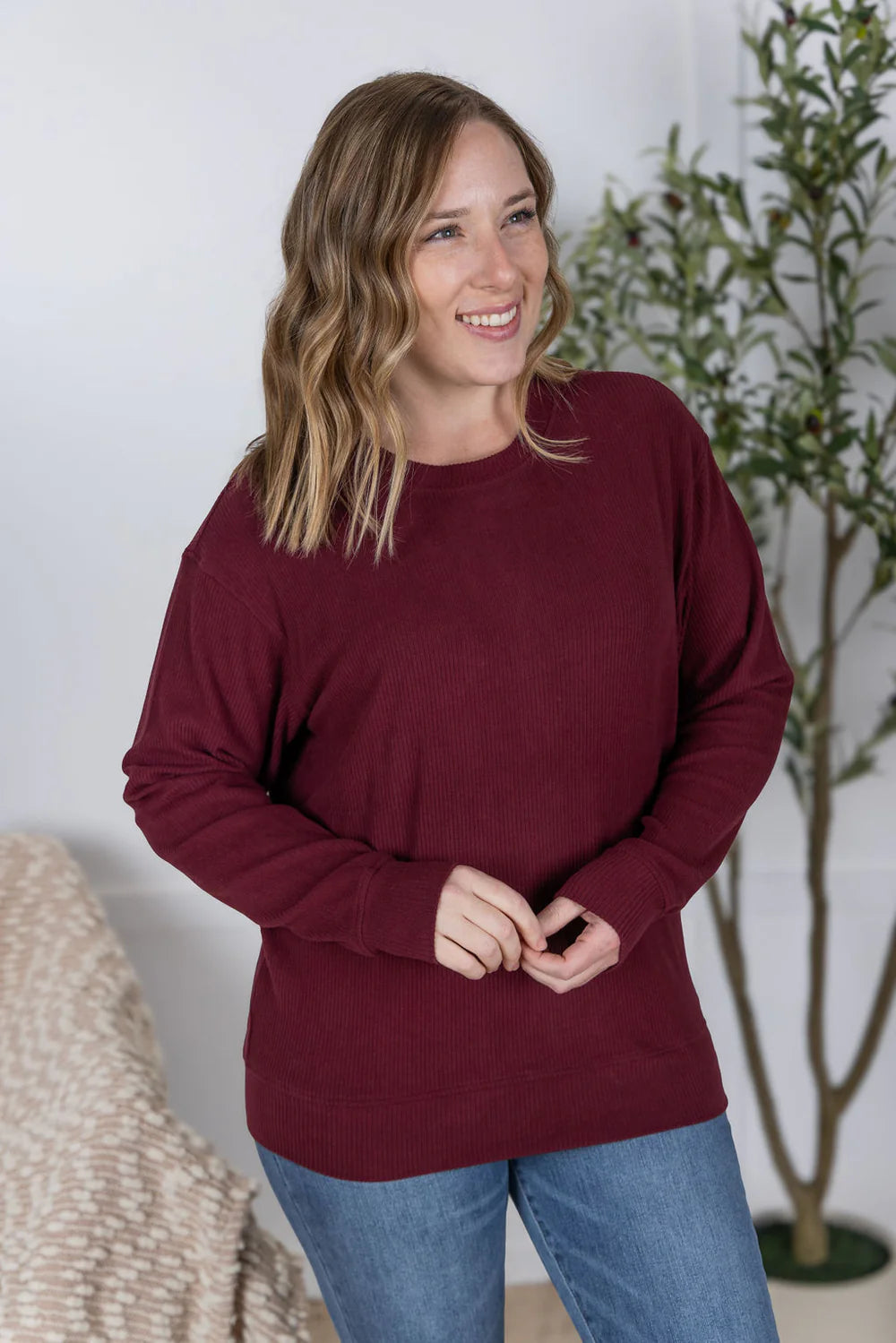 MM Corrine Ribbed Pullover Top
