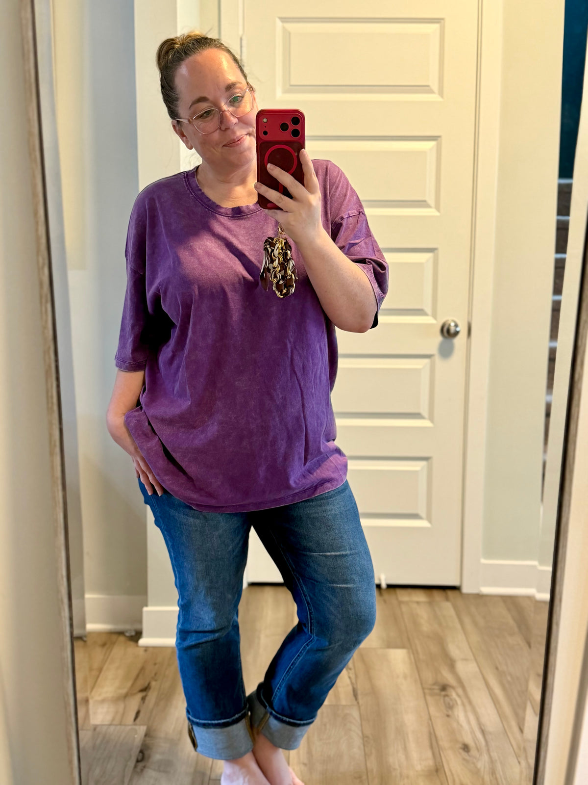 Mineral Wash Cotton Oversized Boyfriend Tee Zenana