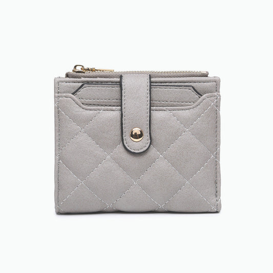 Grey Quilted Zip Top Wallet