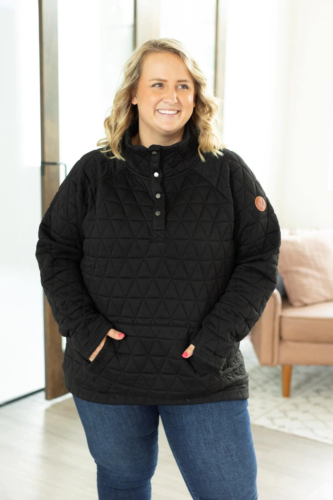 MM Geometric Button Snap Pullover