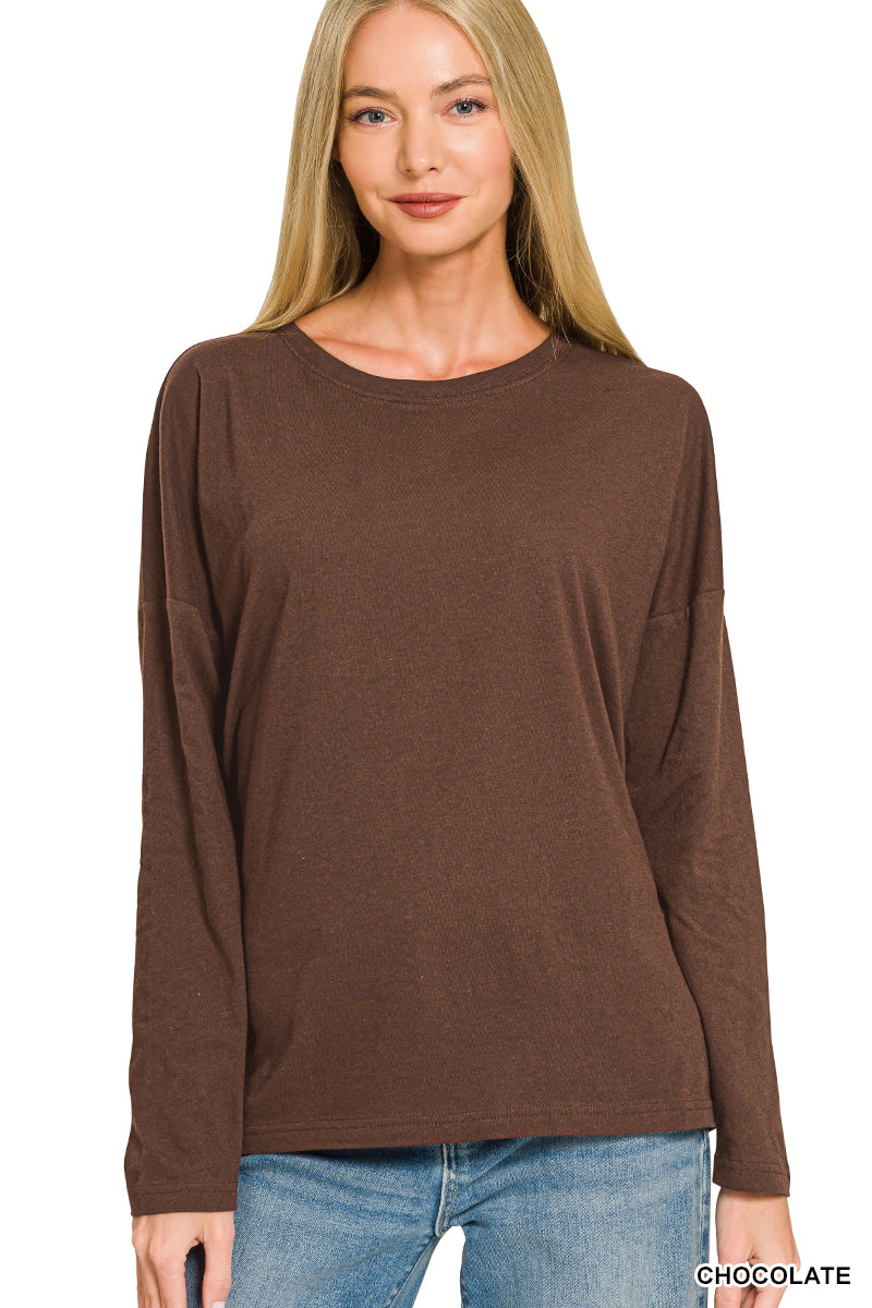 Cotton Boyfriend Fit Long Sleeve Tee