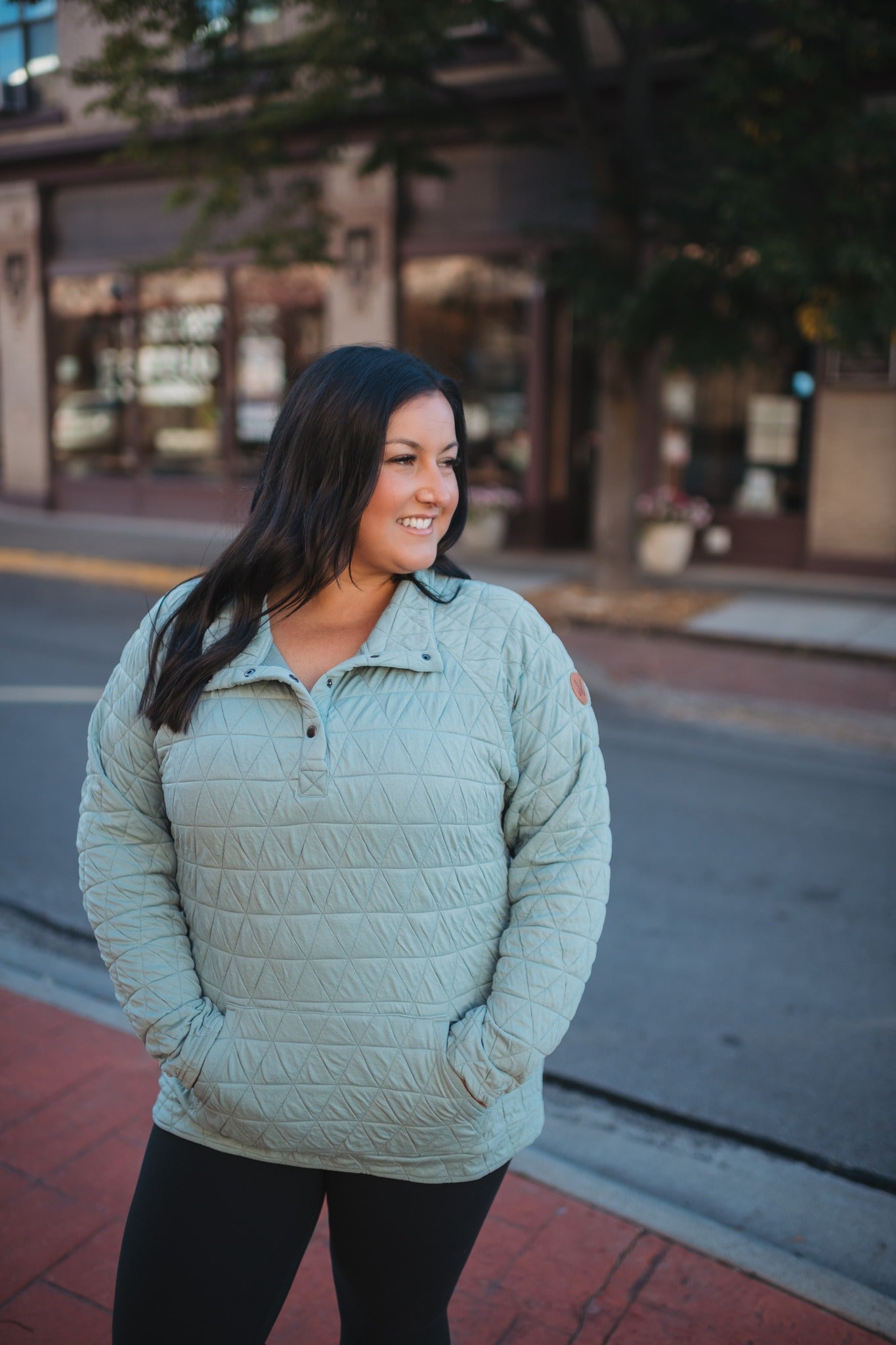 MM Geometric Button Snap Pullover