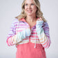 Large Rainbow Stripe Half Zip Hoodie - Triple Stretch Fabric