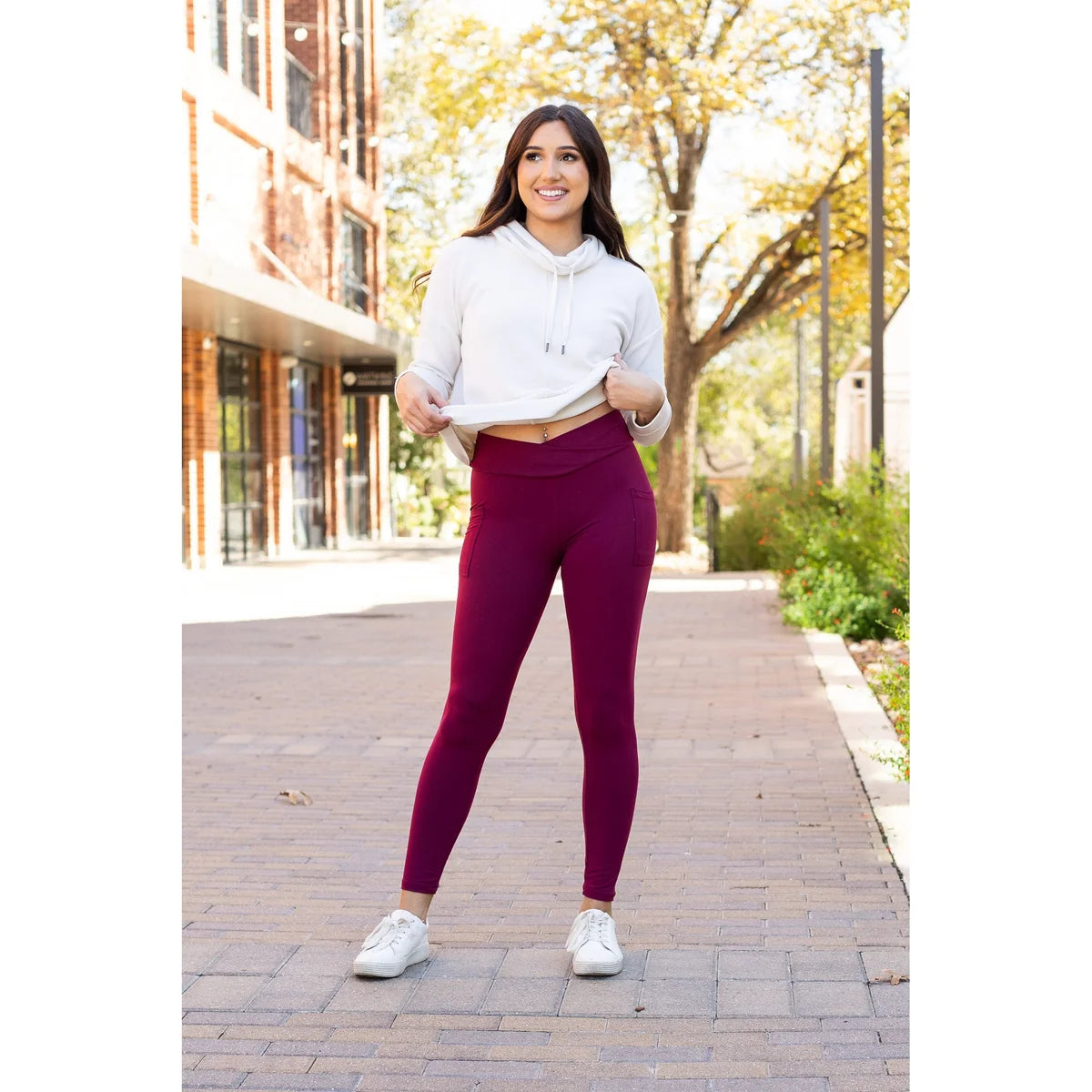 Crossover Full Length Leggings with Pockets