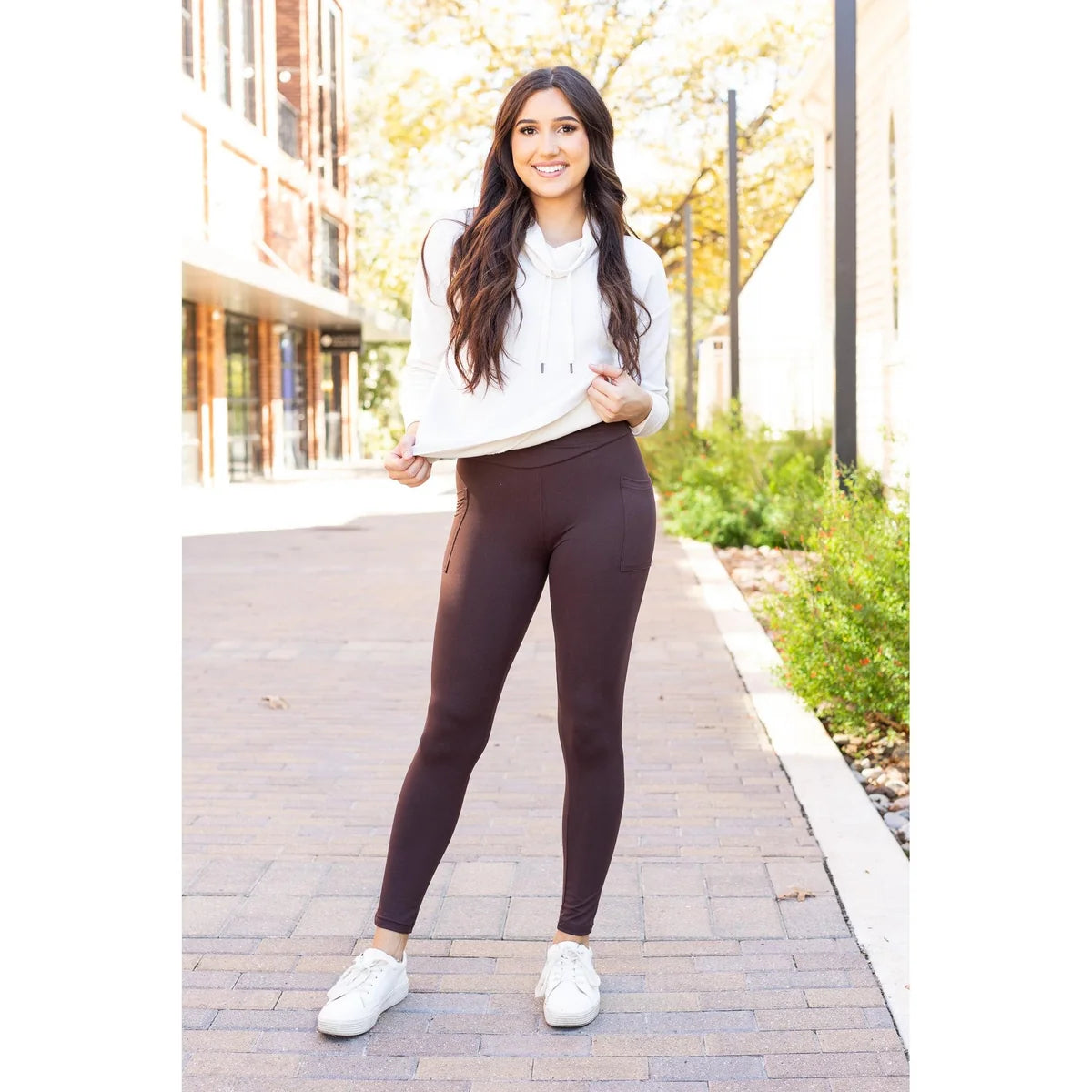 Crossover Full Length Leggings with Pockets