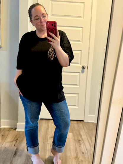 Mineral Wash Cotton Oversized Boyfriend Tee Zenana
