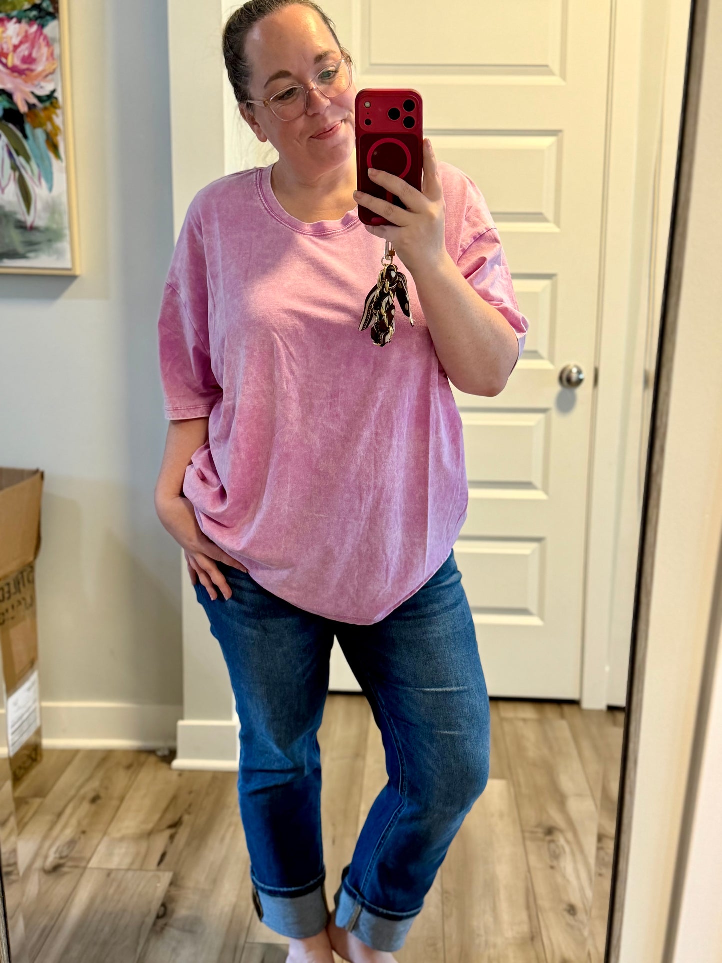 Mineral Wash Cotton Oversized Boyfriend Tee Zenana