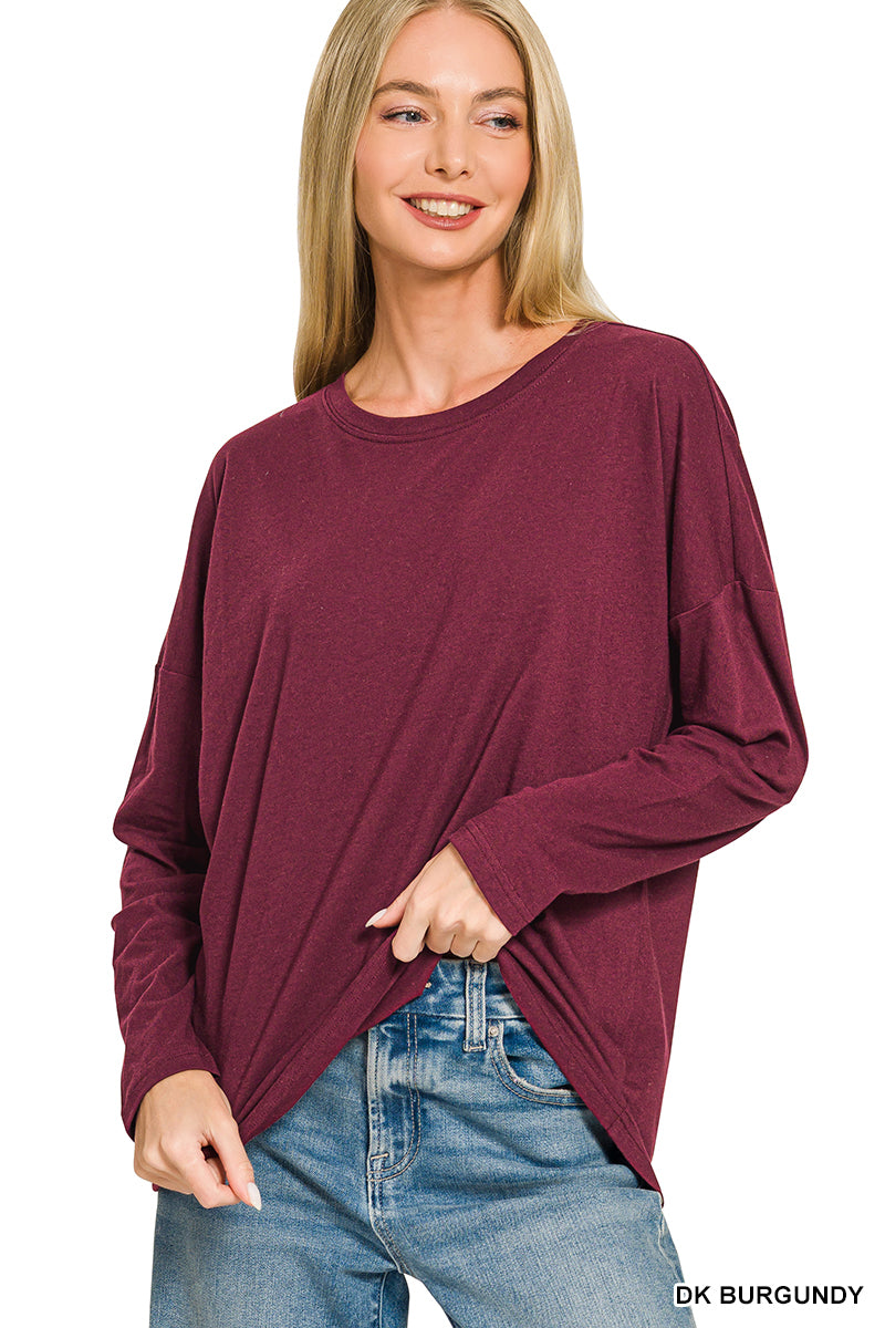 Cotton Boyfriend Fit Long Sleeve Tee