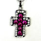 Pink Rhinestoned Cross Necklace