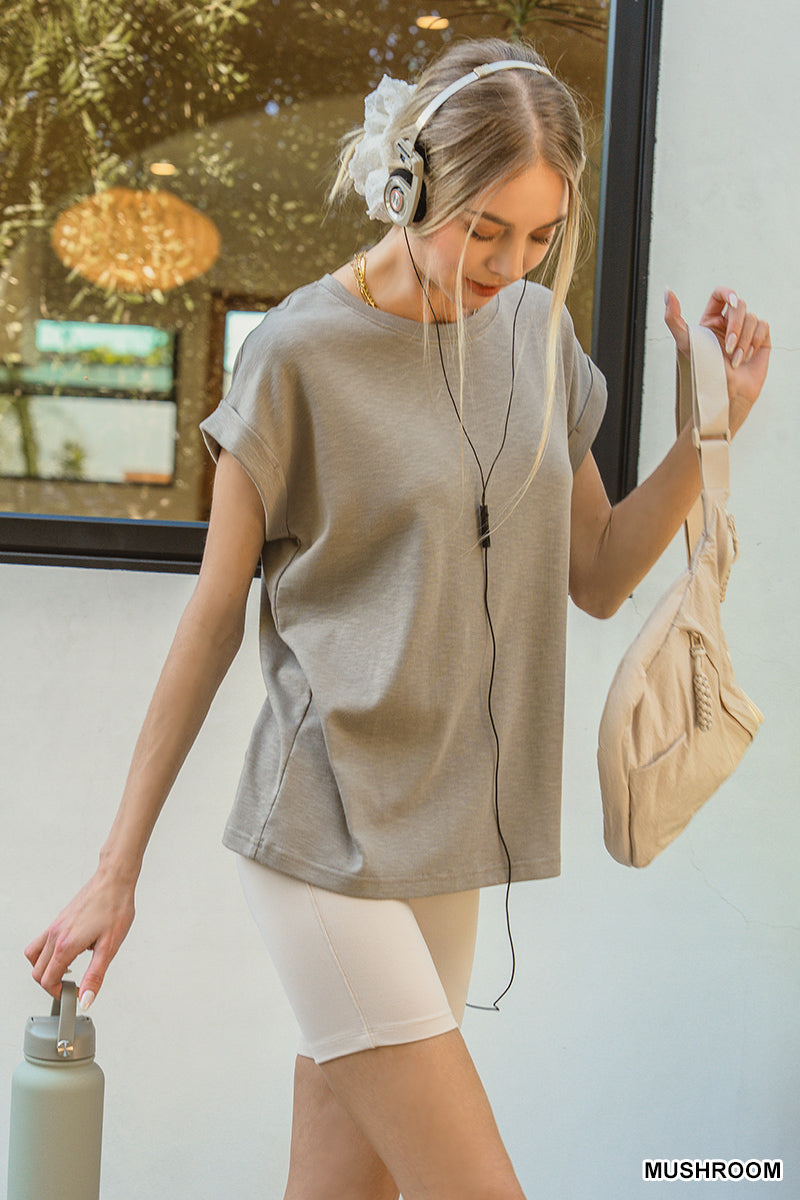 Zenana Cuffed Sleeve Tee