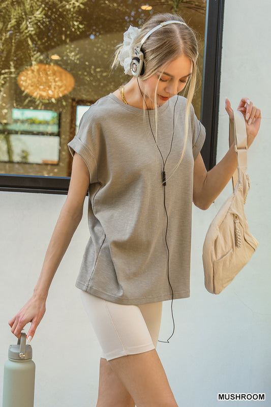 Zenana Cuffed Sleeve Tee