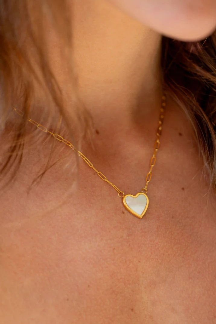 White Heart Necklace
