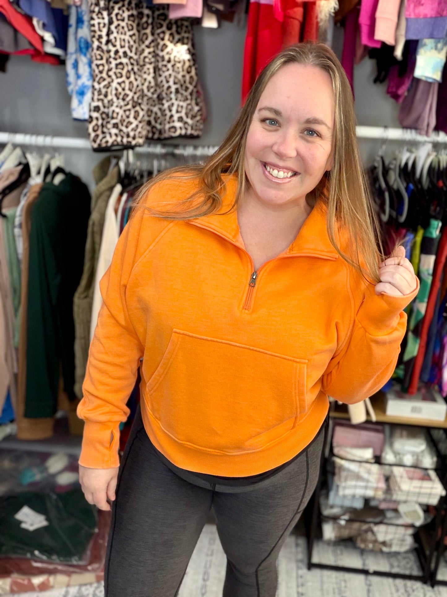 Quarter Zip Funnel Neck Sweatshirt