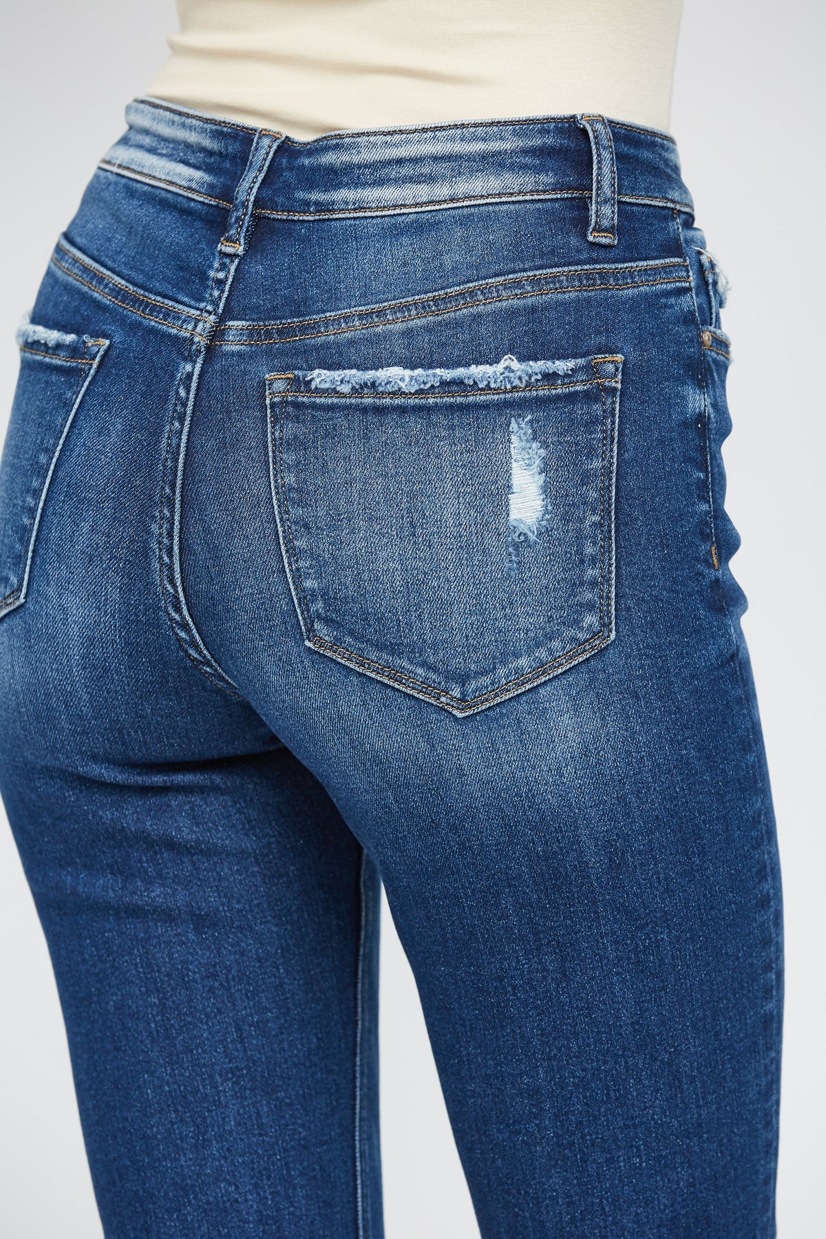 mica denim - Straight Leg w/Cuff Cropped Denim