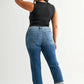 mica denim - Straight Leg w/Cuff Cropped Denim