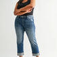 mica denim - Straight Leg w/Cuff Cropped Denim
