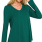 Flowy Rayon V-Neck Long Sleeve