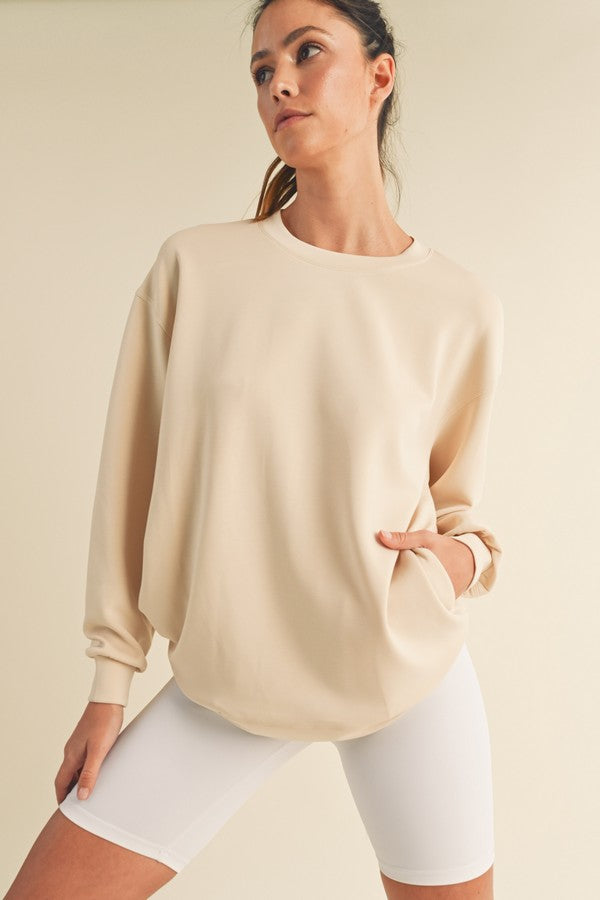 Sofie Soft Modal Oversized Crew w/Pockets