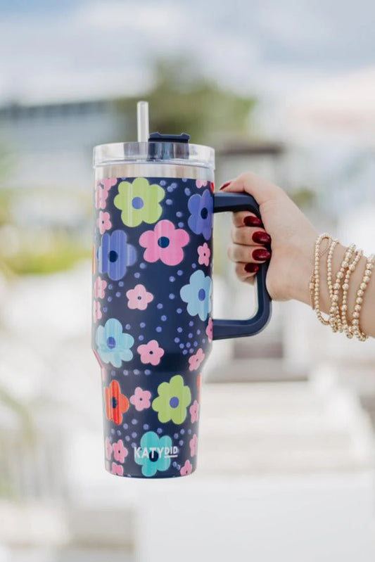Navy Daisy Tumbler - 40 oz