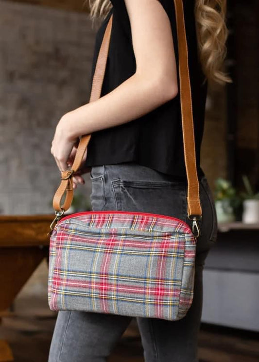 Grey Plaid Crossbody