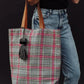 Grey Plaid Tote